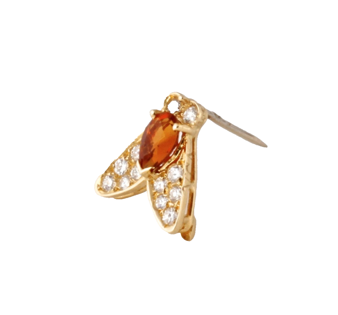 Van Cleef & Arpels 18K Yellow Gold Citrine Diamond Fly Insect Brooch Pin VCA