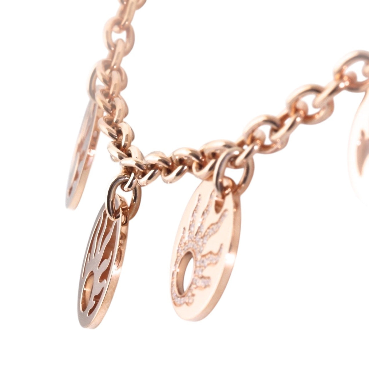 Chopard 18K Rose Gold Happy Sun 7 Disc Diamond Charm Necklace 0.41ct COA Box