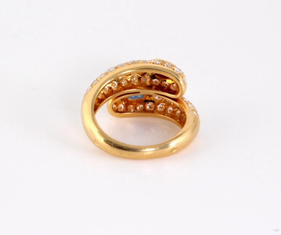 Cartier Vintage 18K Gold Diamond Sapphire & Ruby Wrap Ring 2.25 CT Sz 63