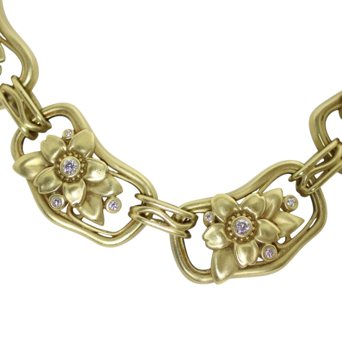 Kieselstein-Cord 18k Gold Diamond Flower Necklace – 3.75ct – 21" – Signed 2003