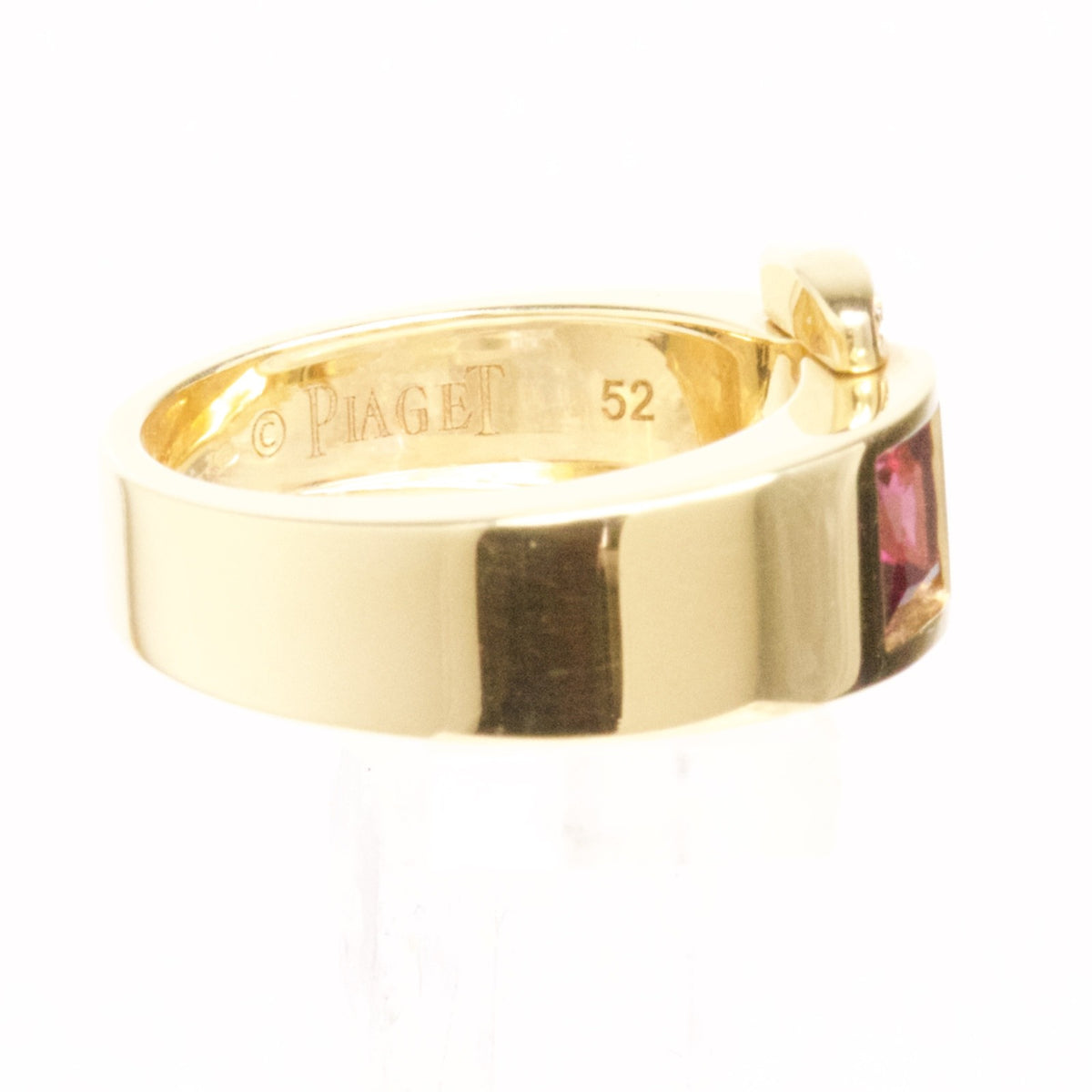 Piaget 18K Yellow Gold Red Tourmaline Diamond Ring Size 52 US 6 750 Hallmark