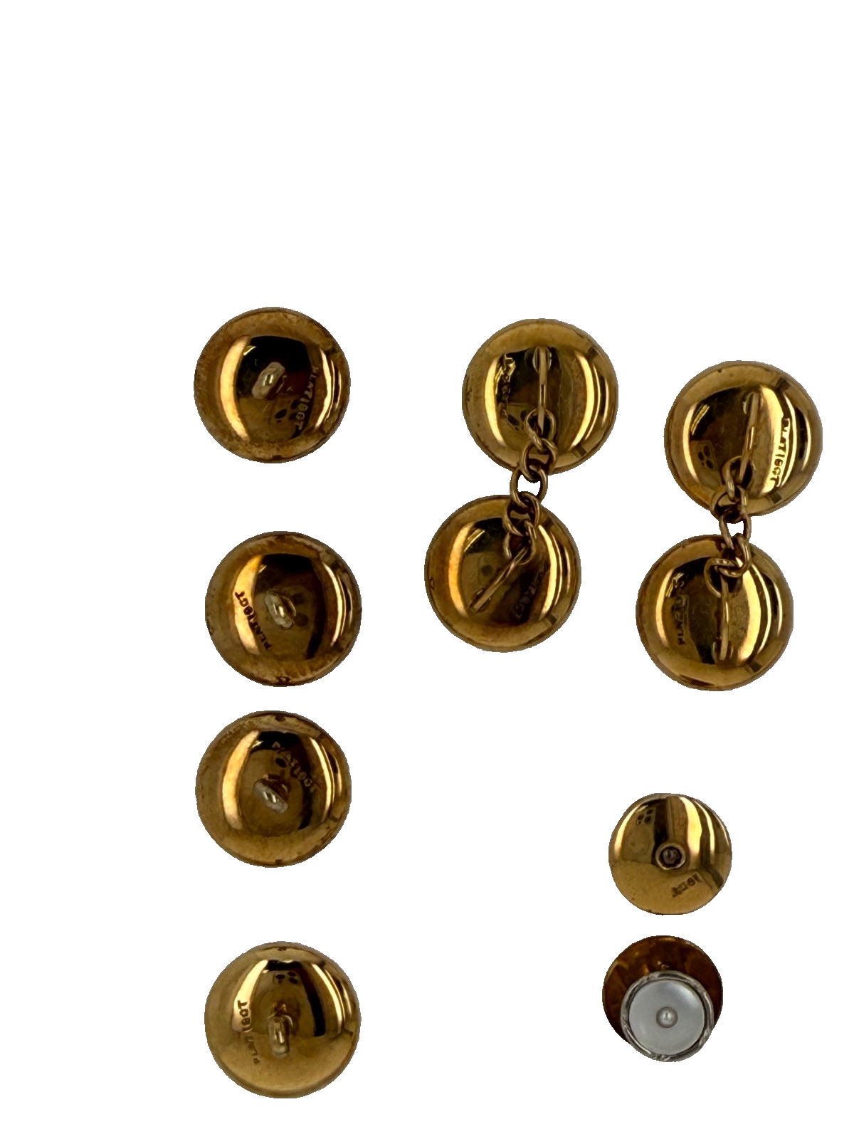 Antique Mappin Webb Royal Warrant MOP Pearl Dress Set Cufflinks Studs Plat Gold