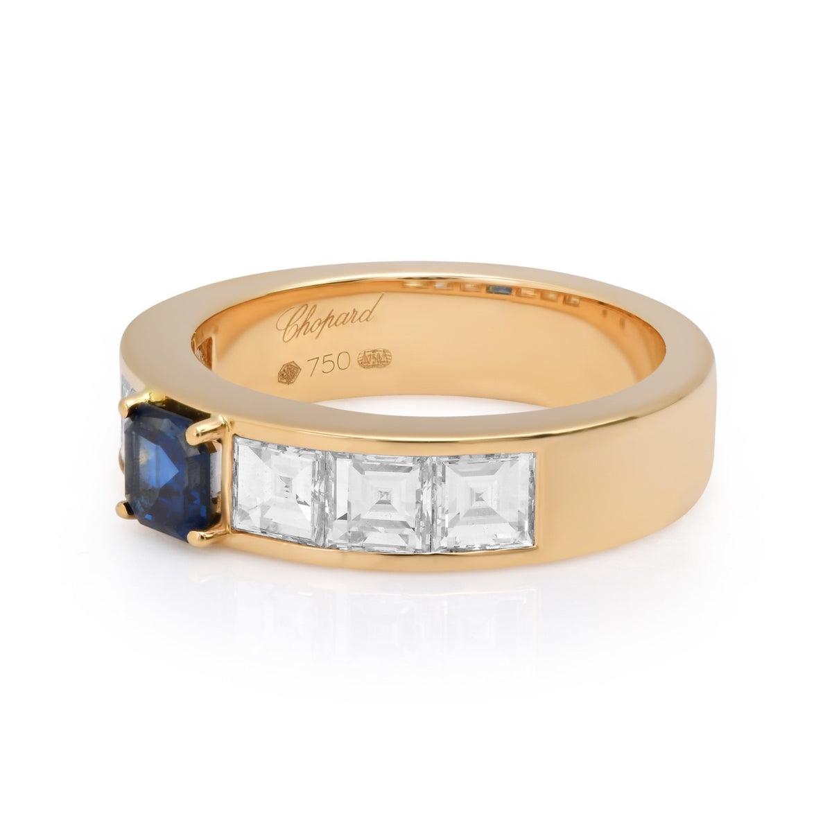 Chopard 18K Yellow Gold Sapphire & Diamond Ring 1.07ct Diamonds Size 7 w/ Box