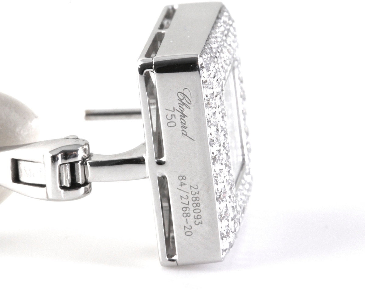 Chopard Happy Diamonds Earrings 18K White Gold 2.02ct Diamonds w/Box & Cert