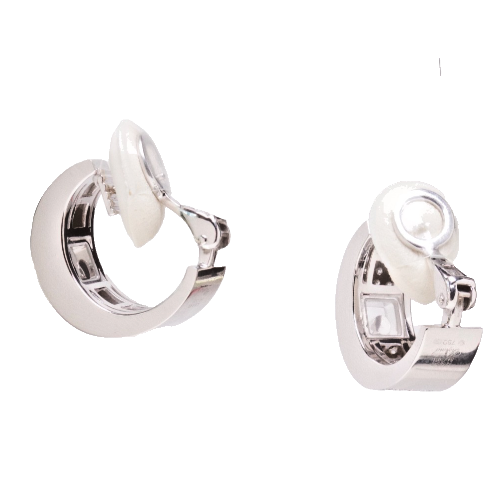 Chopard Happy Diamonds 18K White Gold Diamond Hoop Earrings 2.58ct w/Box Cert
