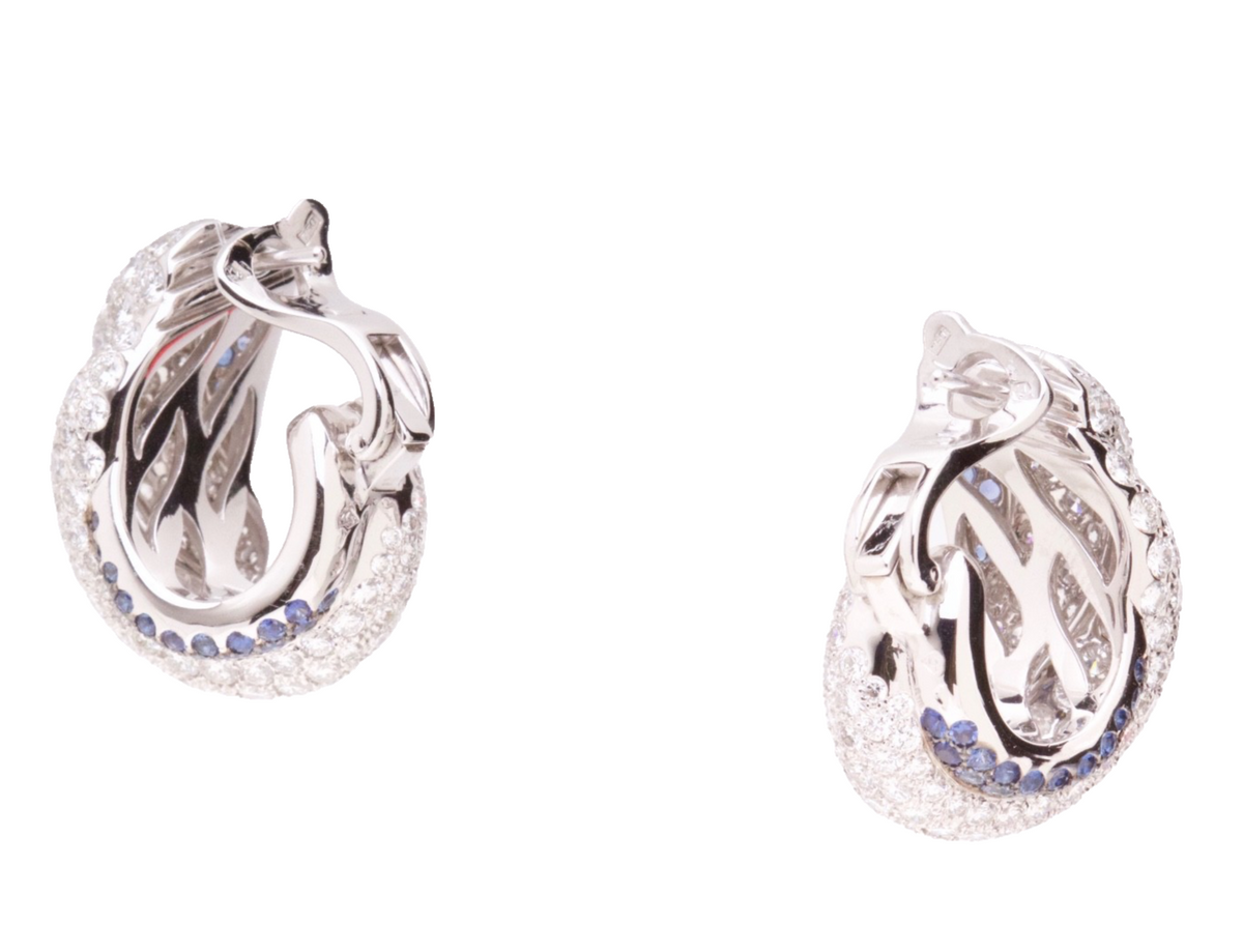 Chopard Diamond Sapphire Earrings 10.74ct 18K White Gold w/Box & Certificate