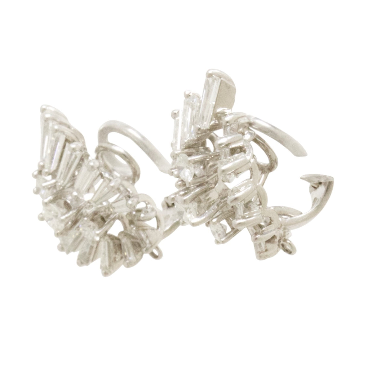 Platinum 4.50ct Diamond Starburst Cluster South Sea Pearl Drop Earrings Vintage