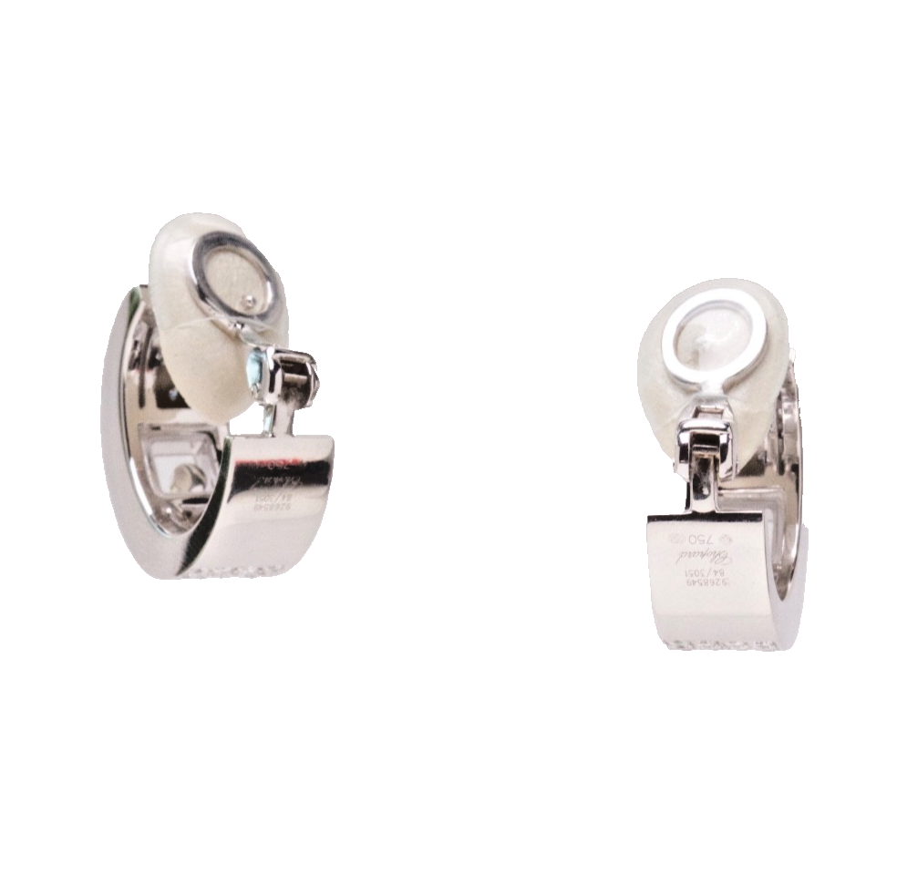 Chopard Happy Diamonds 18K White Gold Diamond Hoop Earrings 2.58ct w/Box Cert