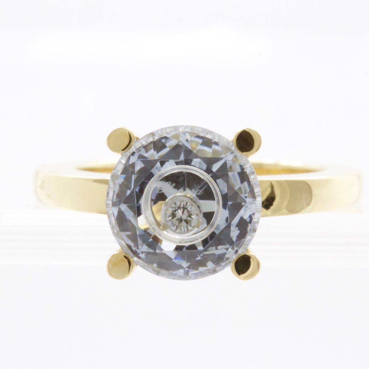 Chopard So Happy Light Blue Stone Ring 18K White Gold 0.05ct Diamond Size 6.25