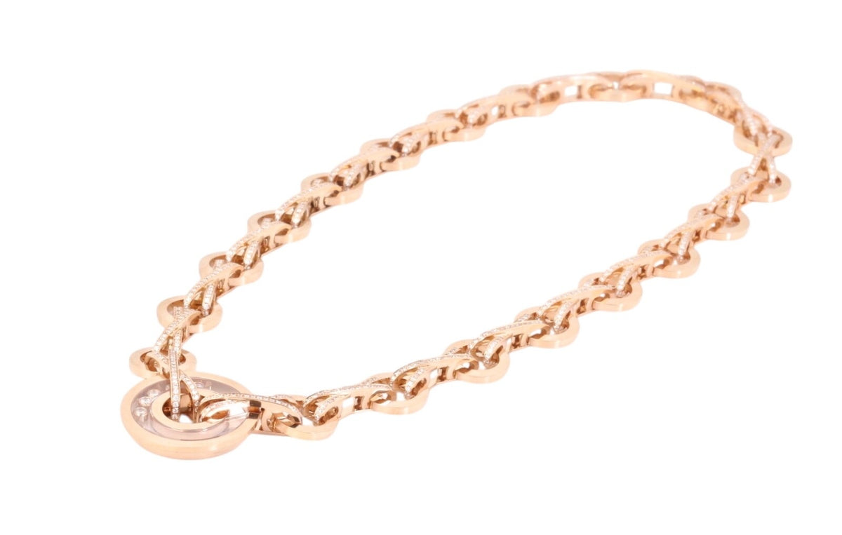 Chopard 18K Rose Gold Happy Diamonds 5 Floating Diamonds Necklace 14.5″