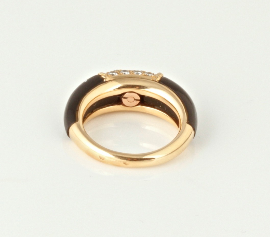VCA Philippine 18K Yellow Gold Onyx Diamond Ring Size 68 US 13 Signed