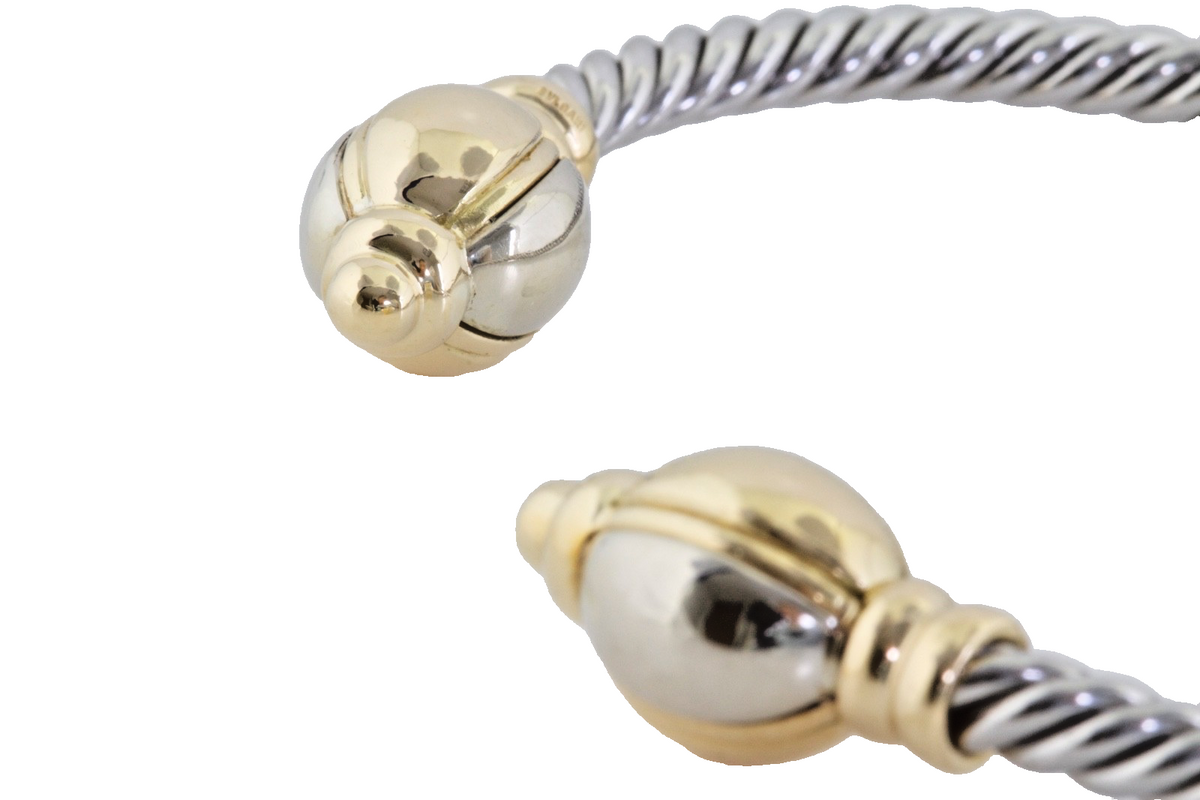 Bulgari 18K White & Yellow Gold Torque Bracelet – 21.8g – Authentic