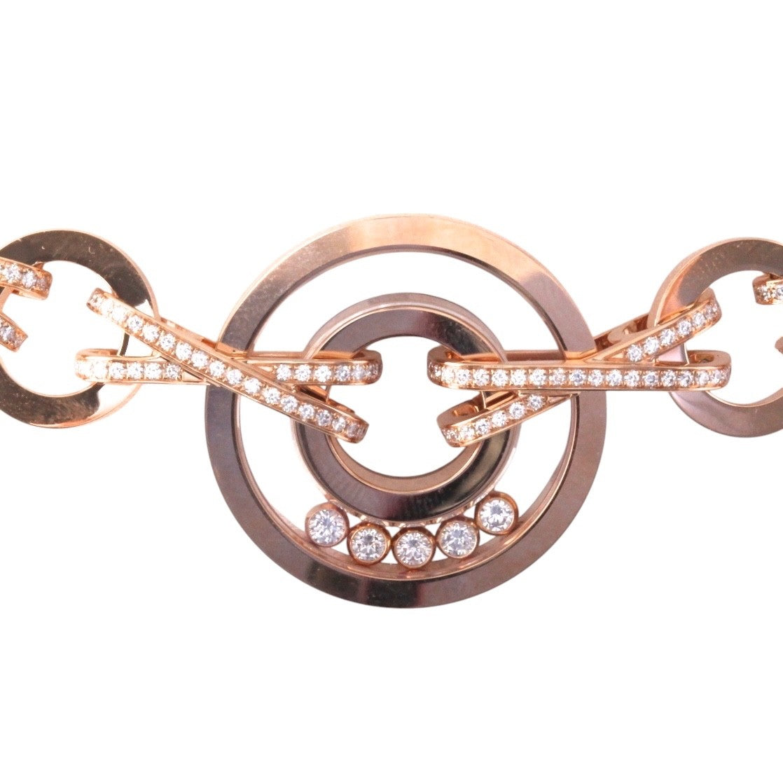 Chopard 18K Rose Gold Happy Diamonds 5 Floating Diamonds Necklace 14.5″