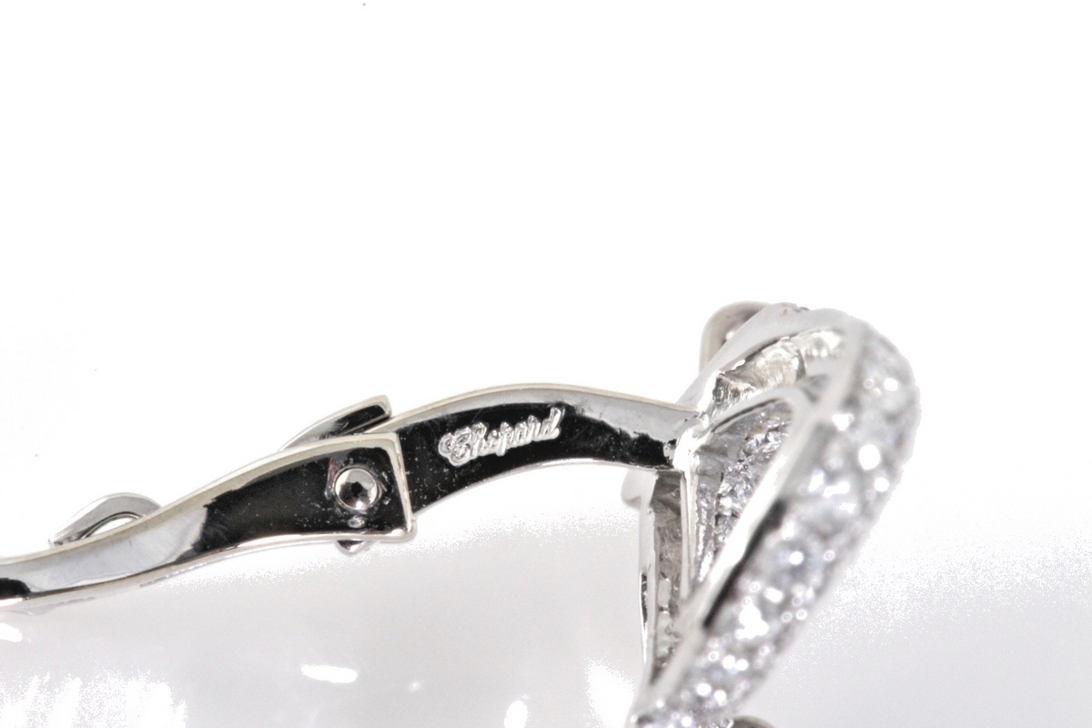 Chopard Diamond Sapphire Earrings 18K White Gold 2.41ct Diamonds w/Cert Box