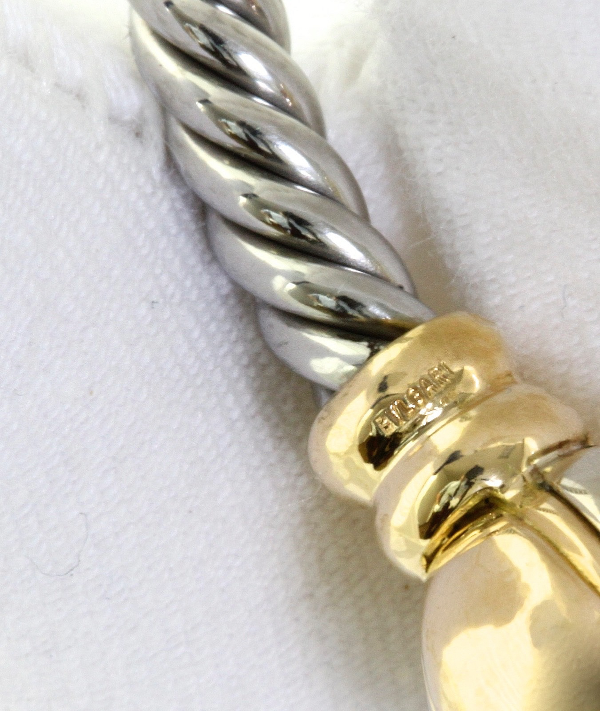 Bulgari 18K White & Yellow Gold Torque Bracelet – 21.8g – Authentic