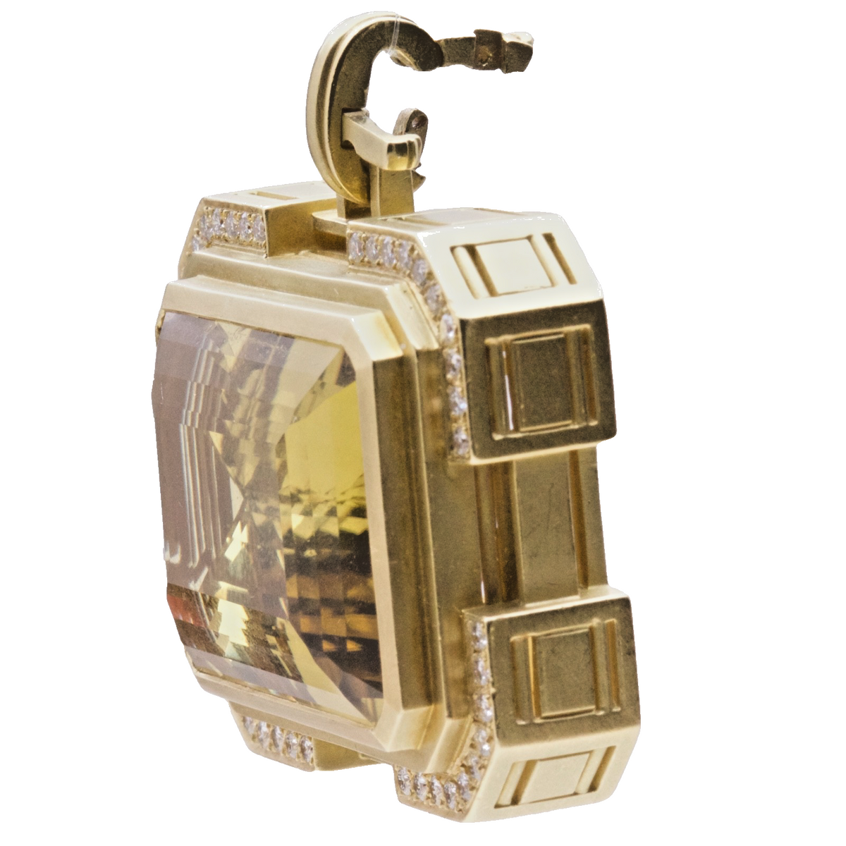 Barry Kieselstein-Cord 18K Gold 70ct Citrine Diamond Pendant 70g 1997