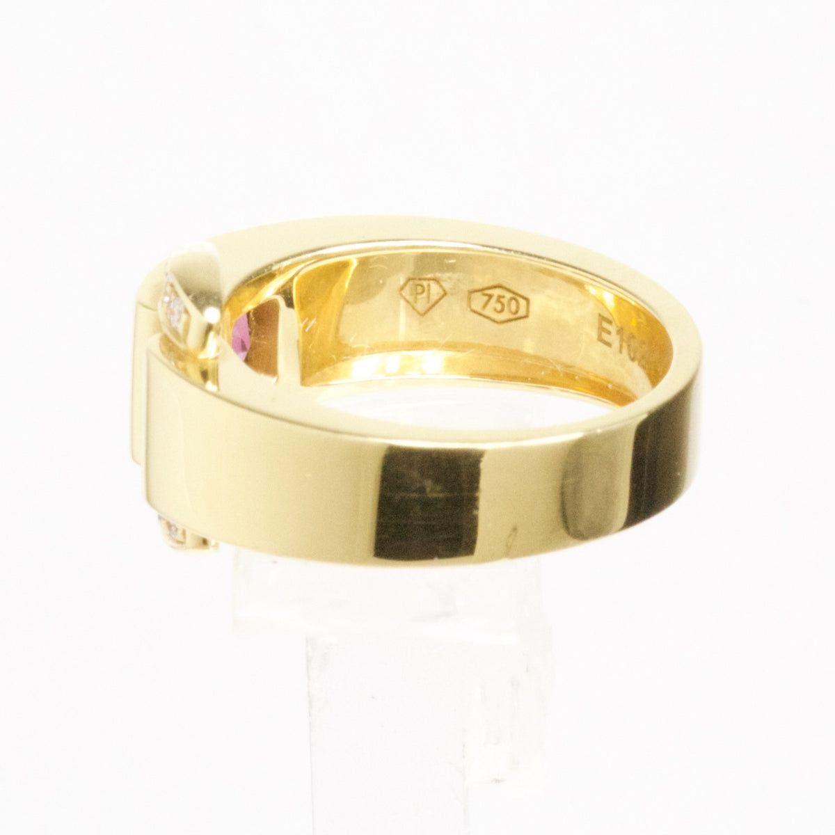 Piaget 18K Yellow Gold Red Tourmaline Diamond Ring Size 52 US 6 750 Hallmark