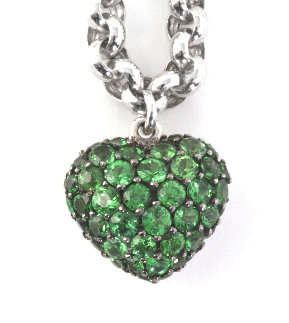 Chopard 18k White Gold Bracelet Tsavorite Heart Charm 43 Tsavorite =1.30ct