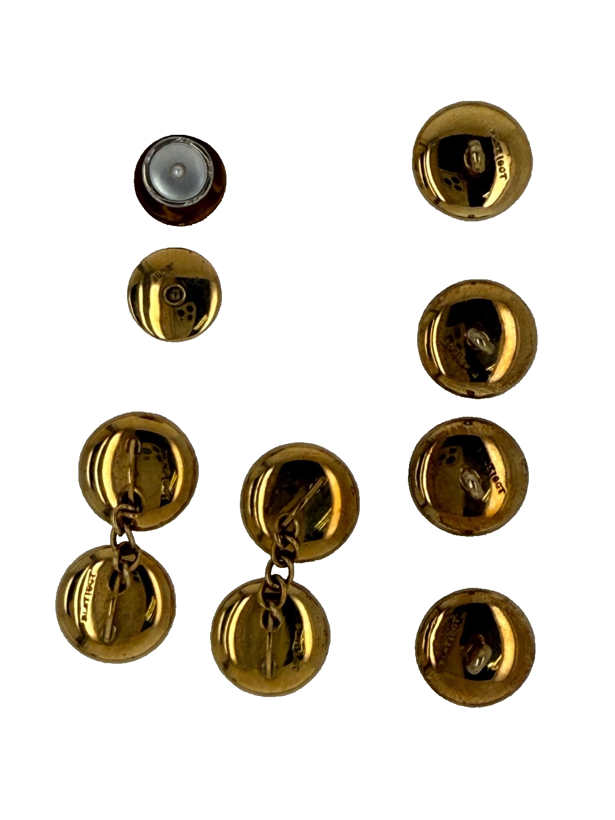 Antique Mappin Webb Royal Warrant MOP Pearl Dress Set Cufflinks Studs Plat Gold