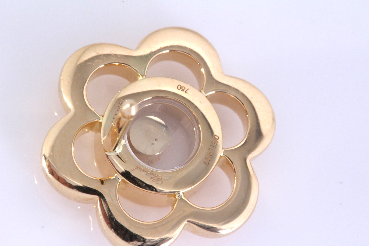 Chopard Happy Diamonds 18K Yellow Gold Flower Earrings Moving Diamonds w/ Cert
