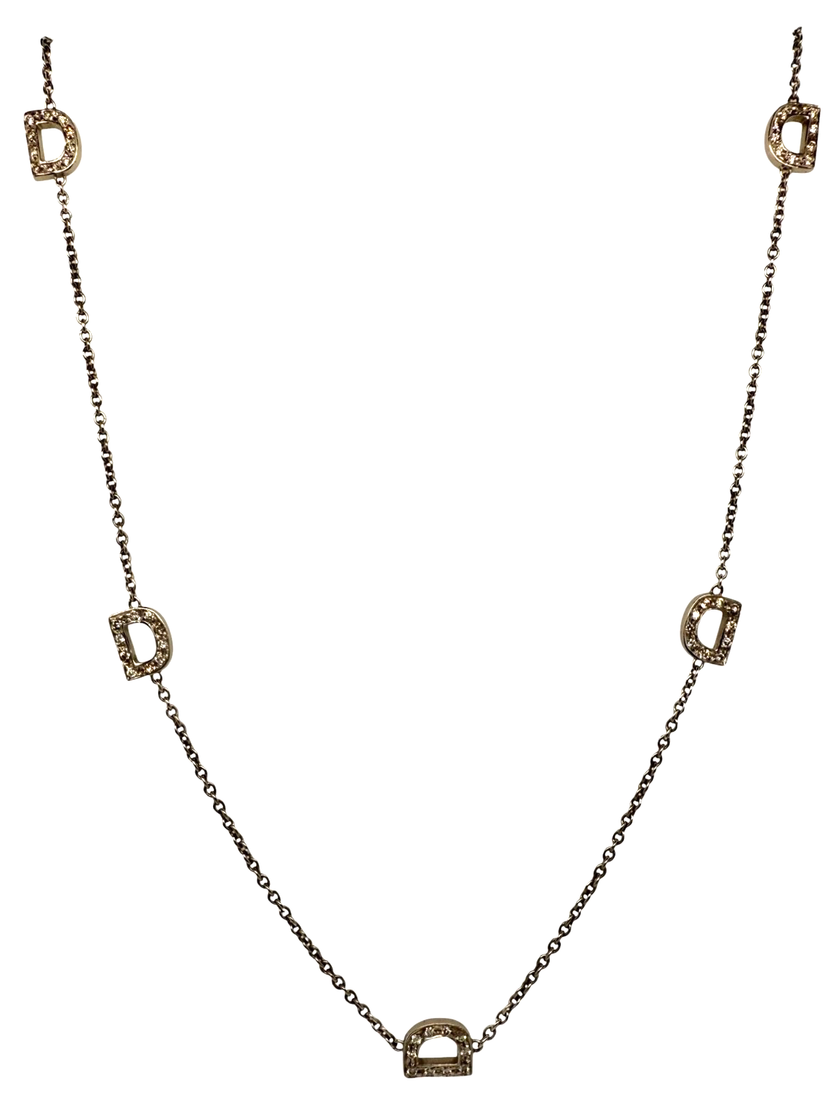 Roberto Coin 18K Yellow Gold 5 Diamond Letter D Necklace 0.30 CTW Tiny Treasures