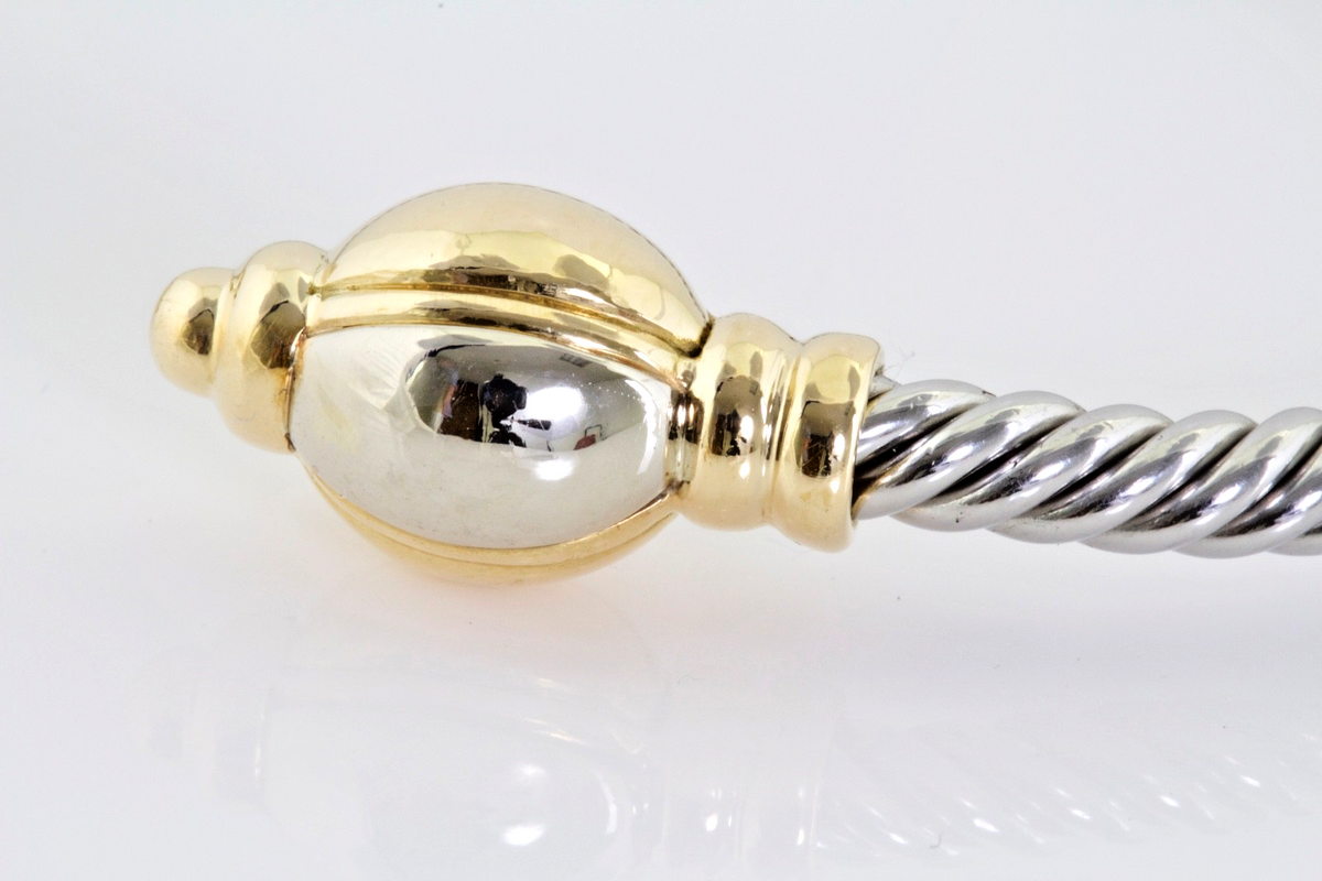 Bulgari 18K White & Yellow Gold Torque Bracelet – 21.8g – Authentic