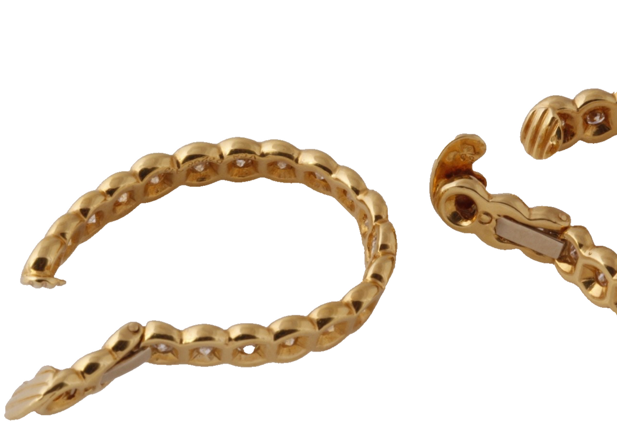 Van Cleef & Arpels 18K Yellow Gold Diamond Hoop Earrings 3.50 CT 22g