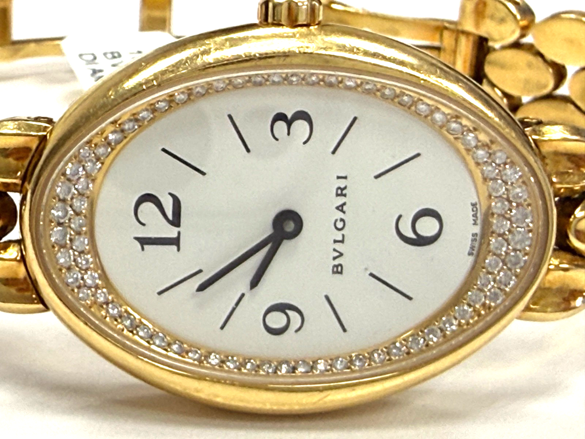 Bulgari Ovale OV32G 18K Yellow Gold Diamond Bezel Watch 80g Swiss Made