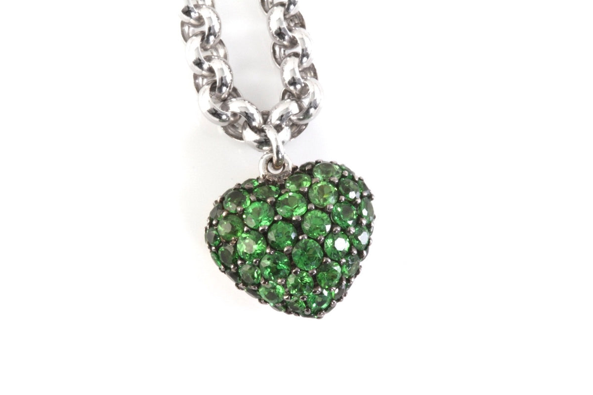 Chopard 18k White Gold Bracelet Tsavorite Heart Charm 43 Tsavorite =1.30ct