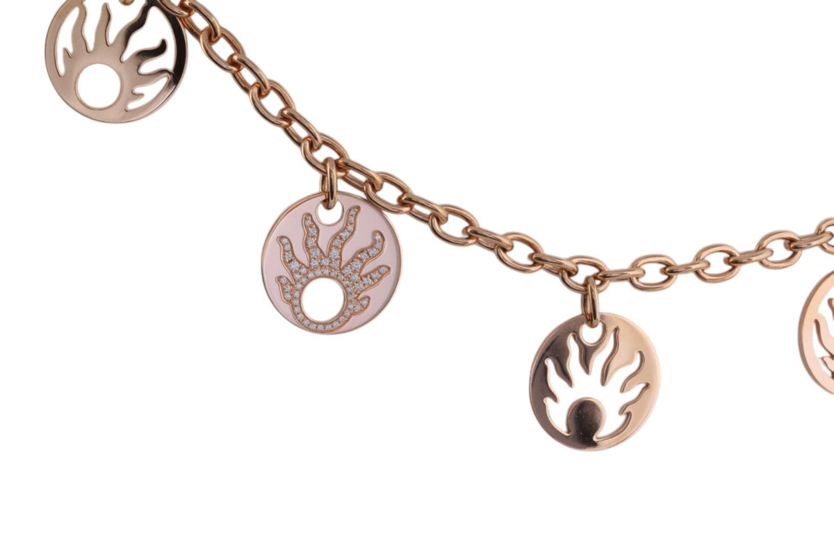 Chopard 18K Rose Gold Happy Sun 7 Disc Diamond Charm Necklace 0.41ct COA Box