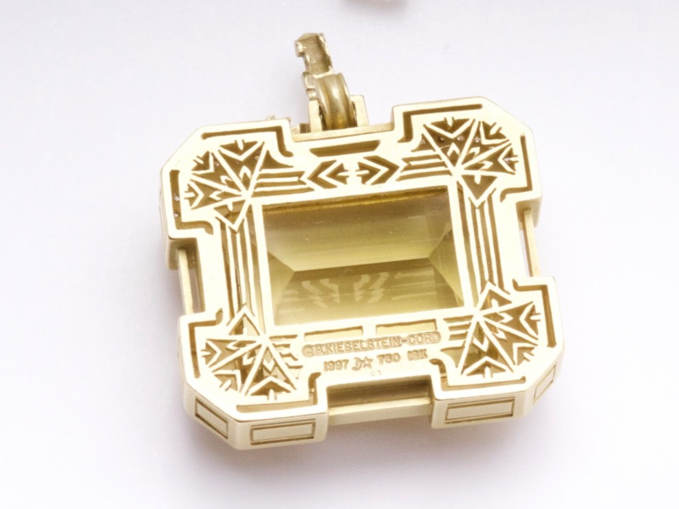 Barry Kieselstein-Cord 18K Gold 70ct Citrine Diamond Pendant 70g 1997