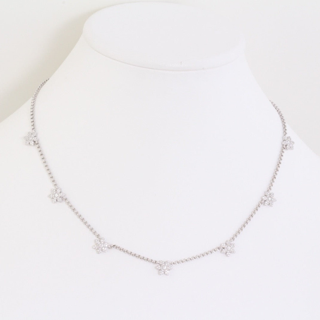 Chopard Diamond Flower Necklace 18K White Gold 0.63ct Diamonds w/Cert & Box