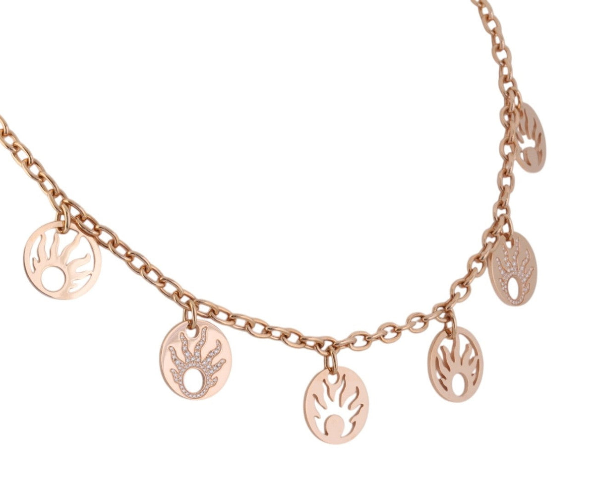Chopard 18K Rose Gold Happy Sun 7 Disc Diamond Charm Necklace 0.41ct COA Box