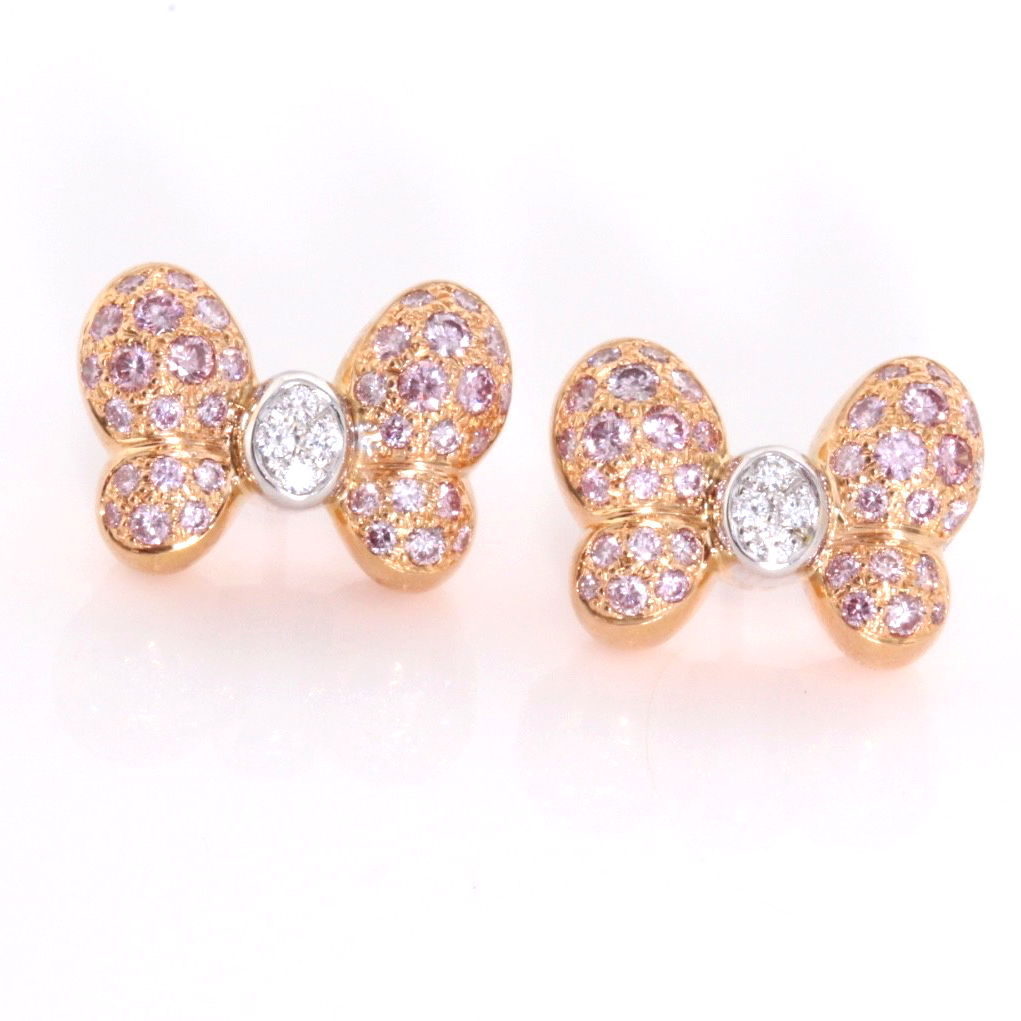 Chopard La Vie en Rose 18K Gold Pink Diamond Earrings 1.47ct w/ Cert