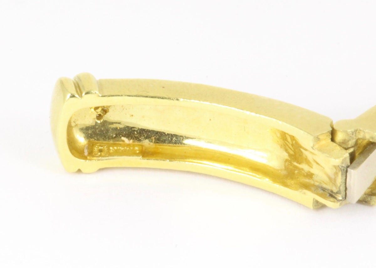 Judith Ripka 18K Yellow Gold Brown Quartz Diamond Cuff Bracelet 50g 6.25"