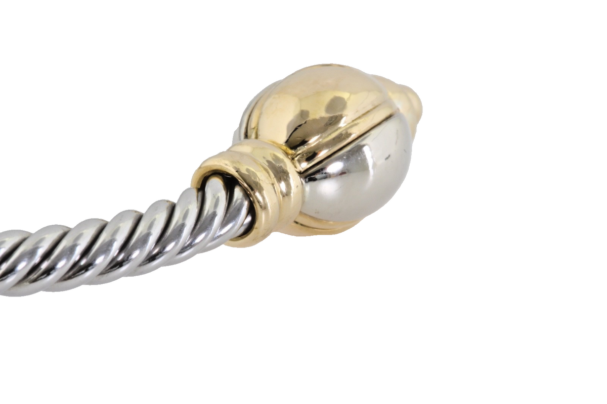 Bulgari 18K White & Yellow Gold Torque Bracelet – 21.8g – Authentic