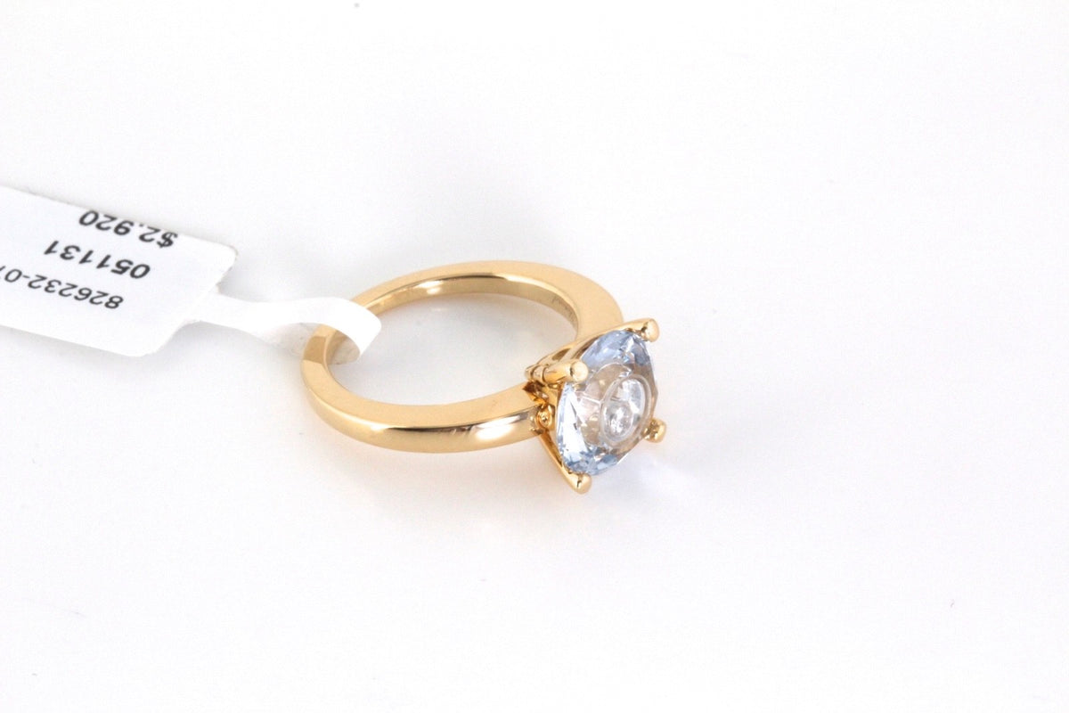 Chopard So Happy Light Blue Stone Ring 18K White Gold 0.05ct Diamond Size 6.25