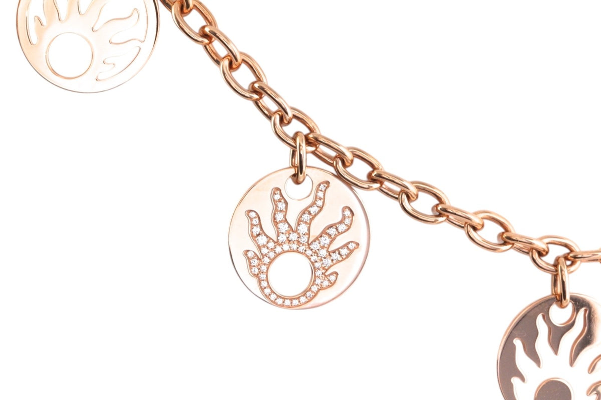 Chopard 18K Rose Gold Happy Sun 7 Disc Diamond Charm Necklace 0.41ct COA Box