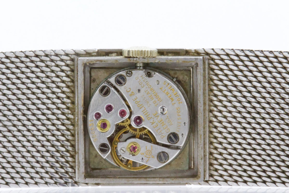 Patek Philippe 18K White Gold Diamond Ladies Watch Ref 3319 Mesh Bracelet c.1965