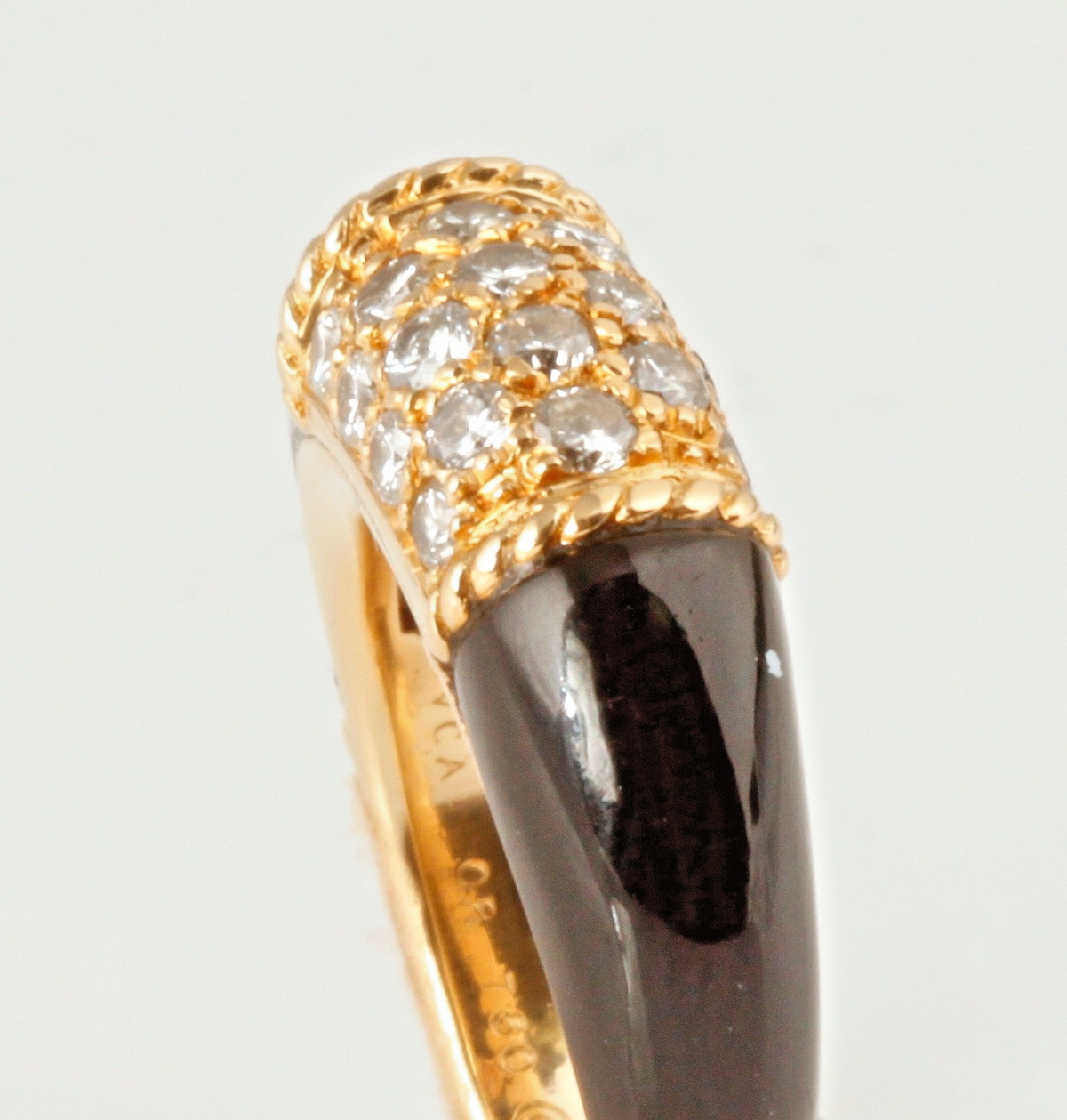 VCA Philippine 18K Yellow Gold Onyx Diamond Ring Size 68 US 13 Signed