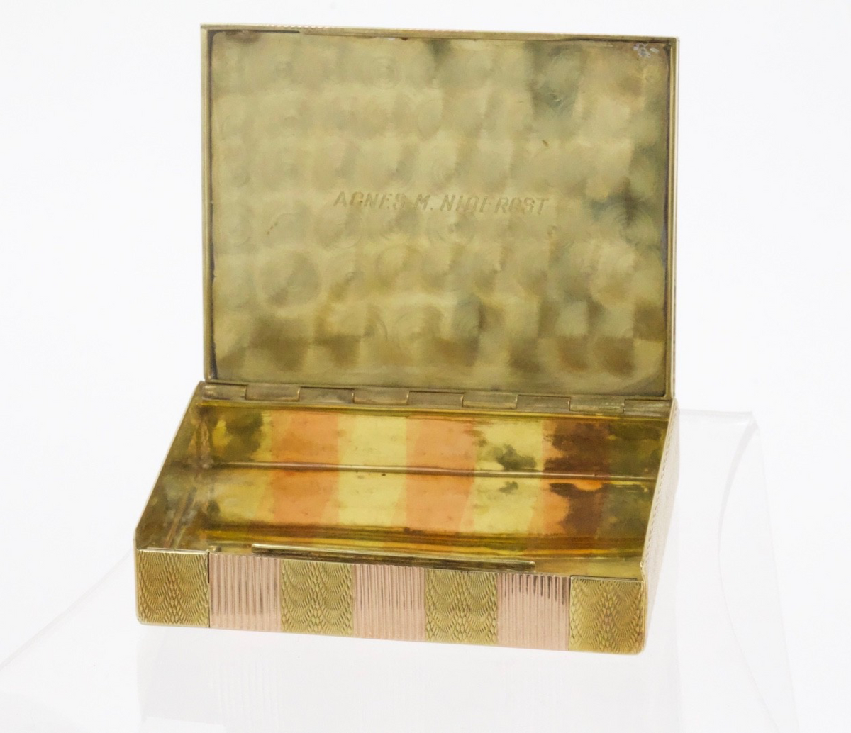 Antique 14K Two-Tone Rose Yellow Gold Cigarette Box Niderost & Taber SF 115g