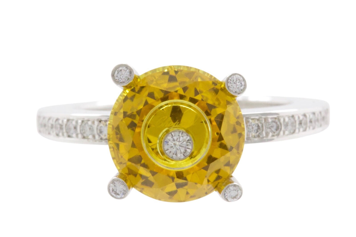 Chopard 18k White Gold So Happy Floating Diamond in lucite Ring Sz 6 US (52 EU)