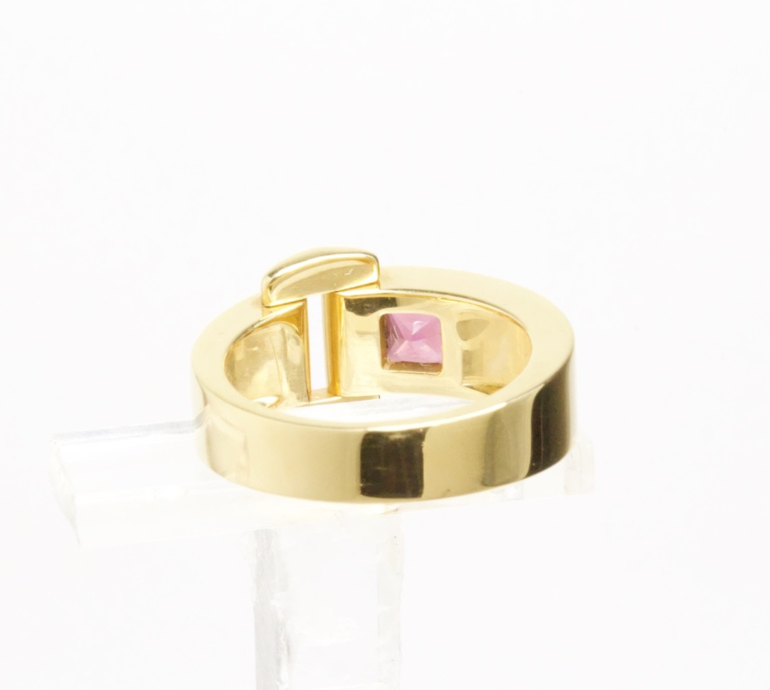 Piaget 18K Yellow Gold Red Tourmaline Diamond Ring Size 52 US 6 750 Hallmark