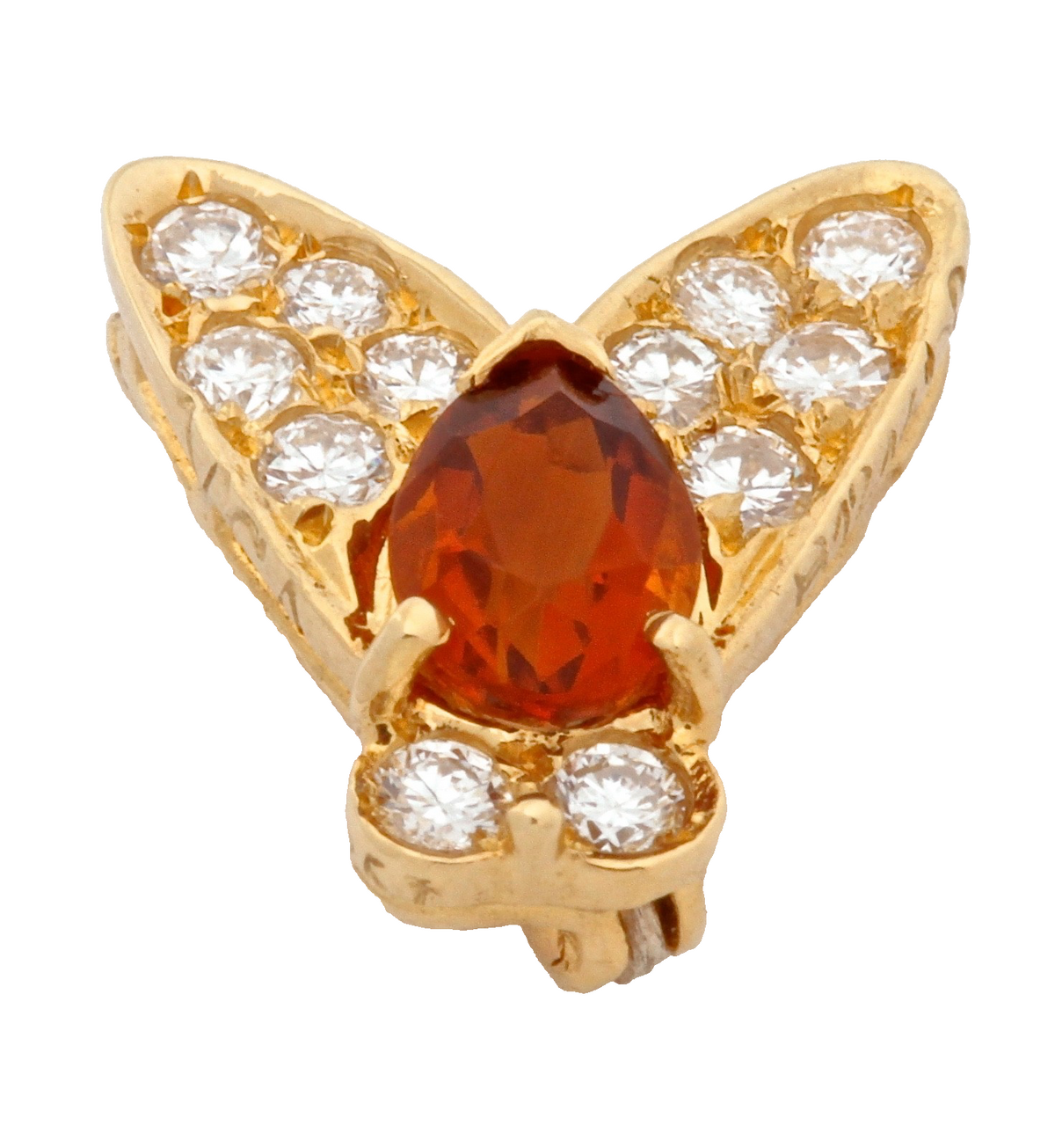 Van Cleef & Arpels 18K Yellow Gold Citrine Diamond Fly Insect Brooch Pin VCA
