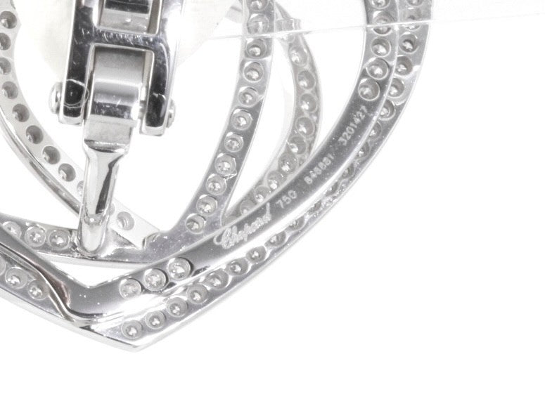 Chopard Diamond Heart Clip Earrings 18k White Gold 2.03ct w/ Certificate