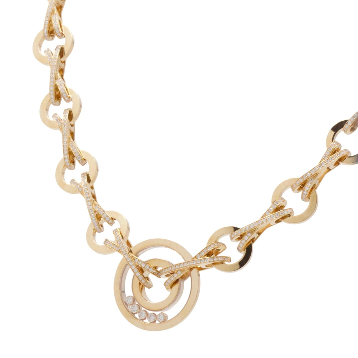 Chopard 18K Rose Gold Happy Diamonds 5 Floating Diamonds Necklace 14.5″