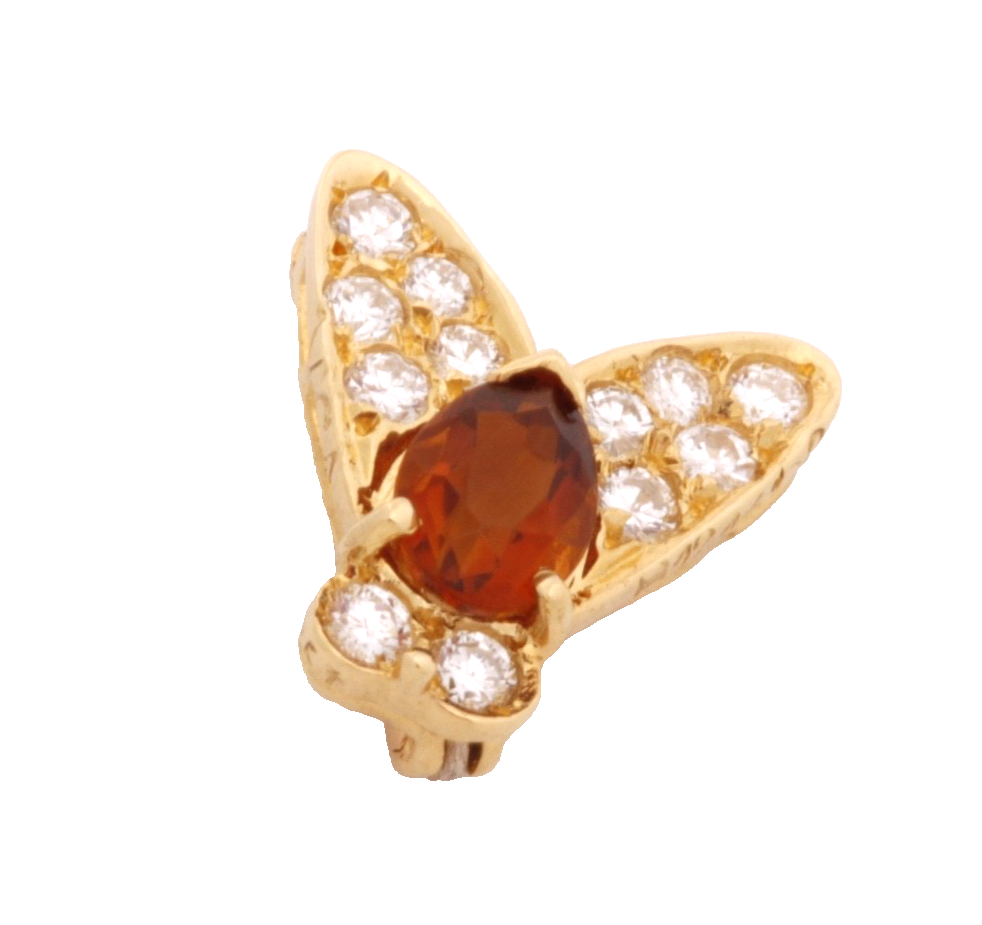 Van Cleef & Arpels 18K Yellow Gold Citrine Diamond Fly Insect Brooch Pin VCA