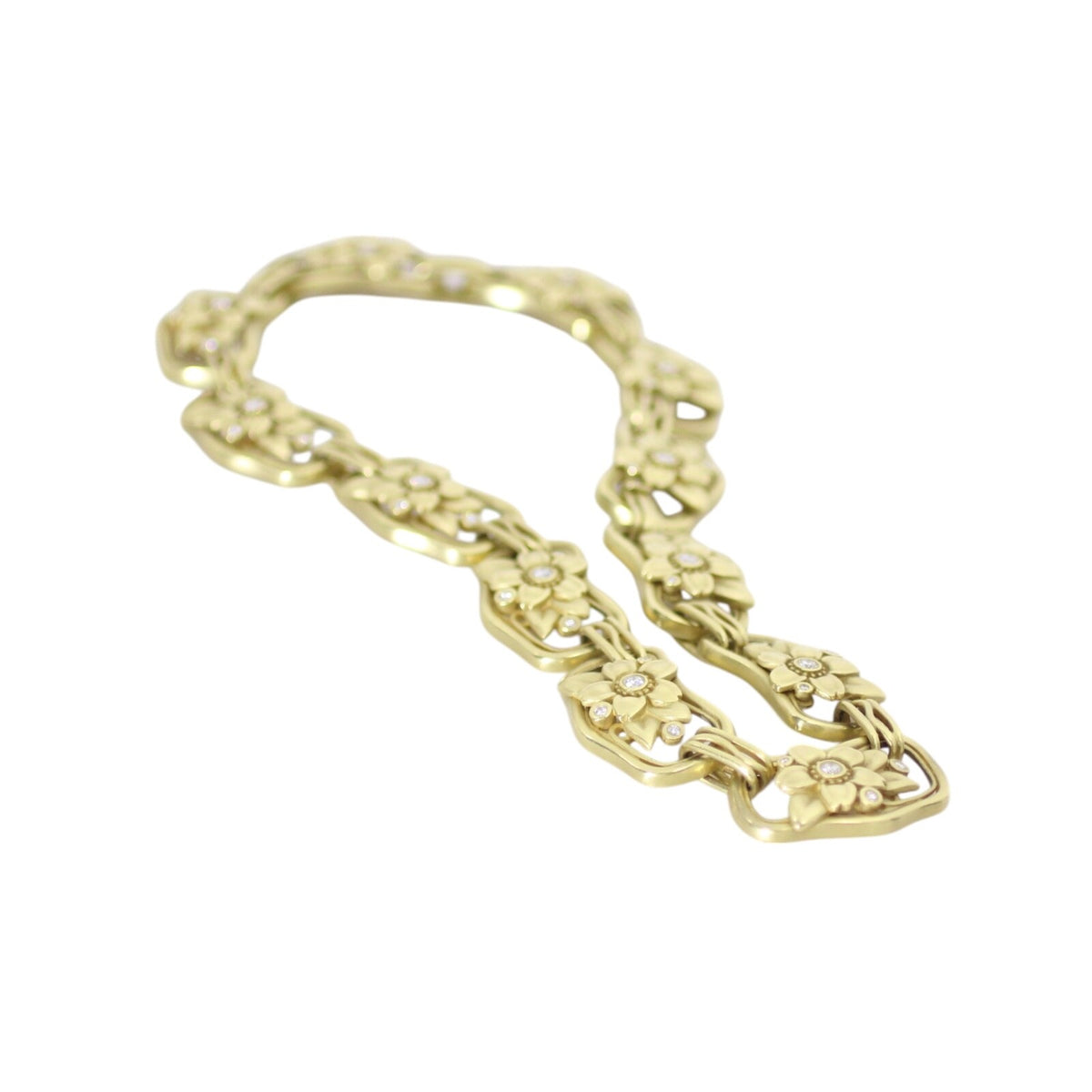 Kieselstein-Cord 18k Gold Diamond Flower Necklace – 3.75ct – 21" – Signed 2003