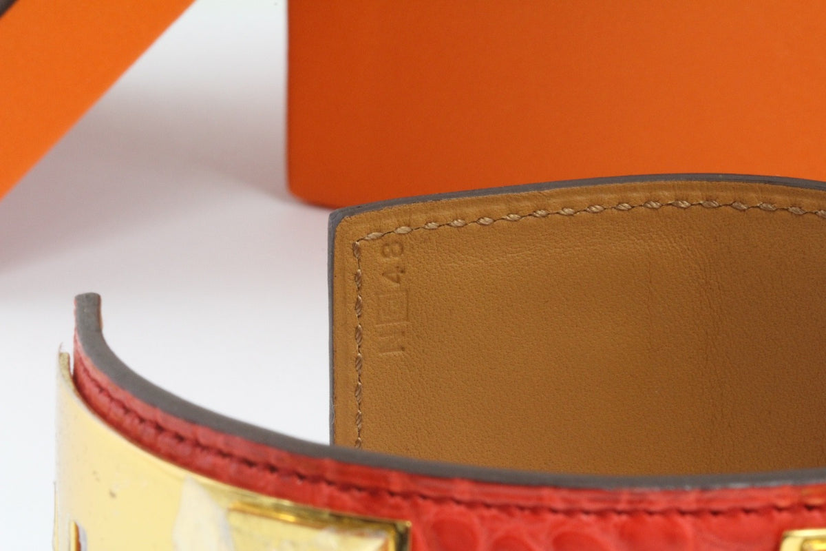 Hermès CDC Collier de Chien Geranium Matte Alligator Gold HW Size S 2010 Box