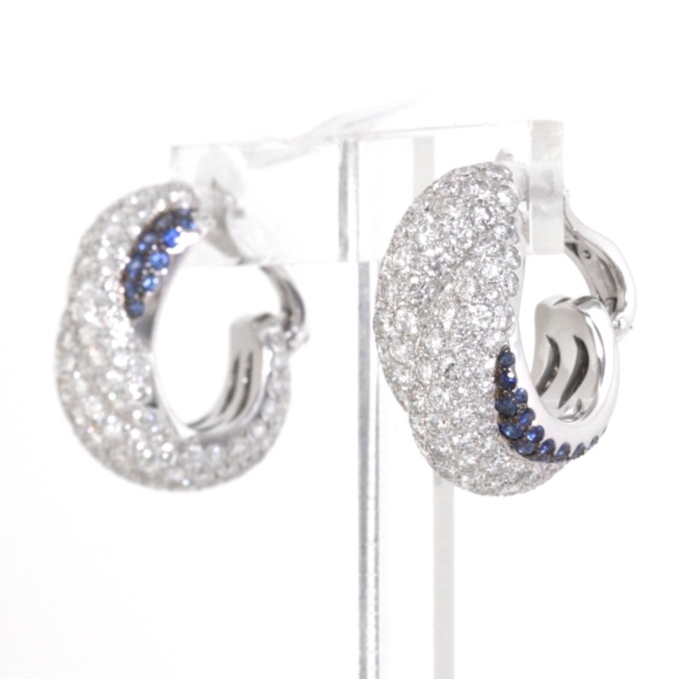 Chopard Diamond Sapphire Earrings 10.74ct 18K White Gold w/Box & Certificate